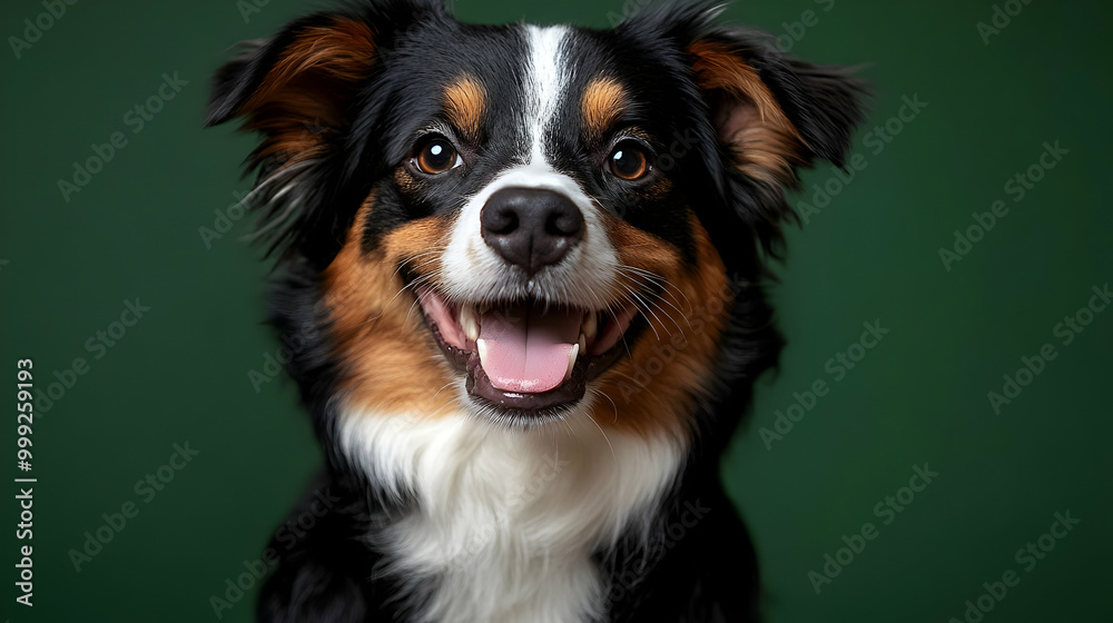Smiling Dog with Green Background Smiling Dog with Green Background
