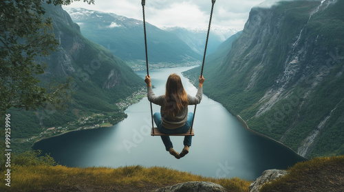 Tranquil Escapes: Dreamy Swing in Norway photo