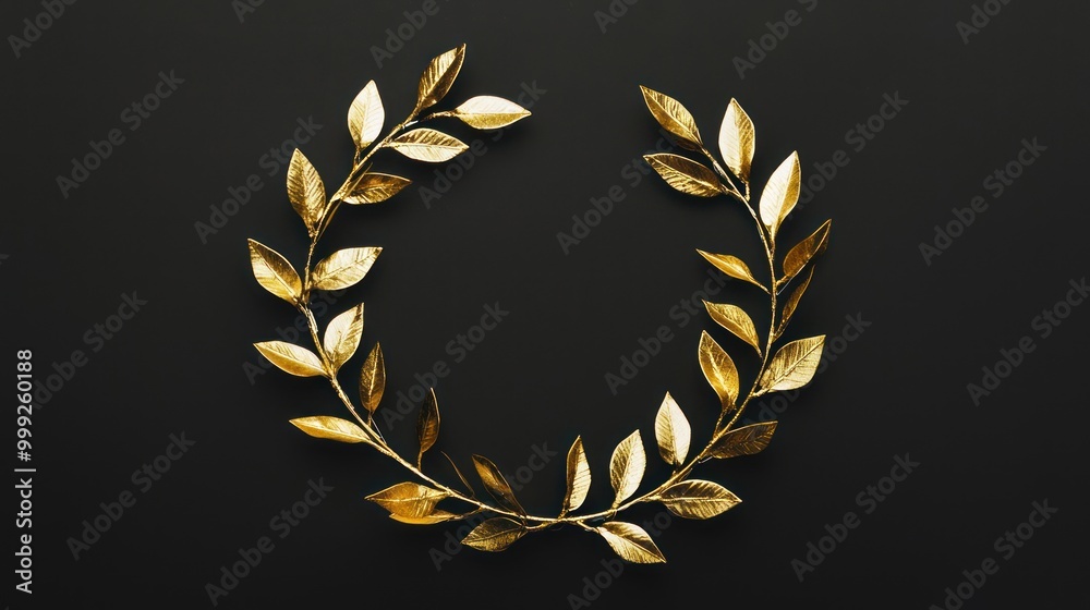 Fototapeta premium Laurel wreath with golden accents, perfect for celebrating success.