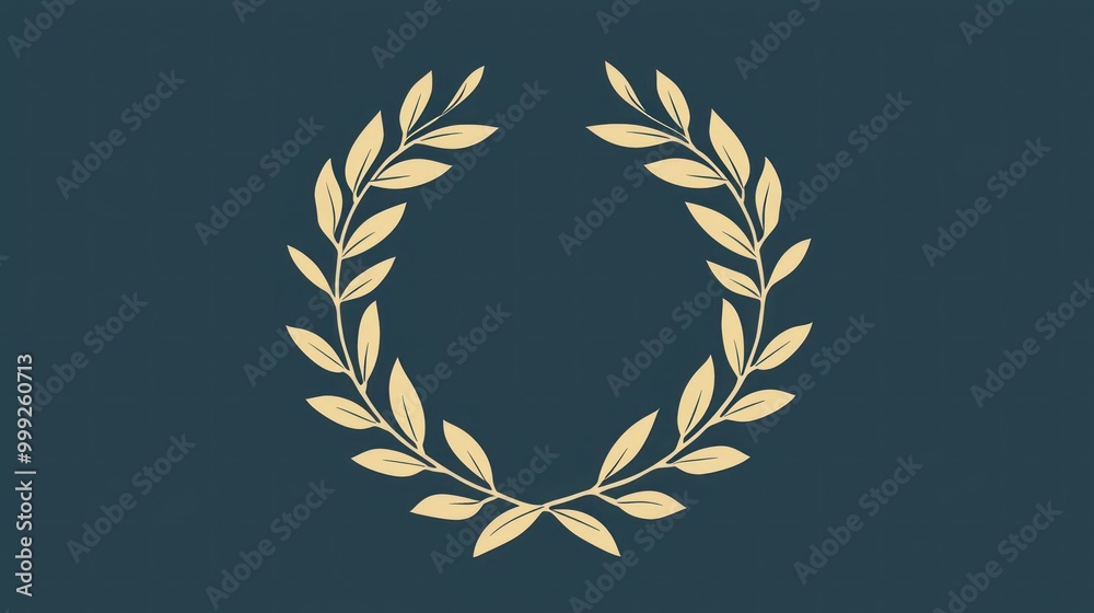 Obraz premium Stylized wreath icon for digital use, featuring a simple design for web or app interfaces.