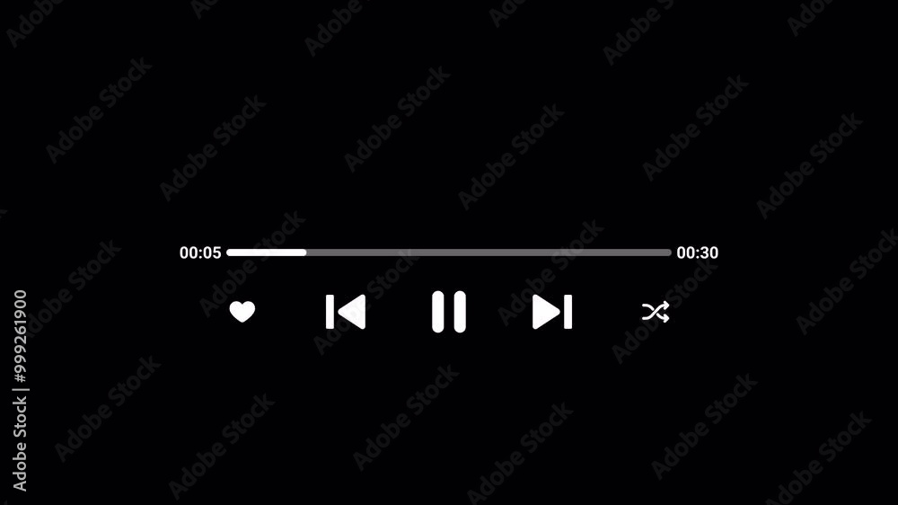 Audio music timeline bar moving with track on transparent background, Thirty seconds music video player multimedia concept, Video progress timeline bar Audio music timeline bar moving with track on transparent background, Thirty seconds music video player multimedia concept, Video progress timeline bar