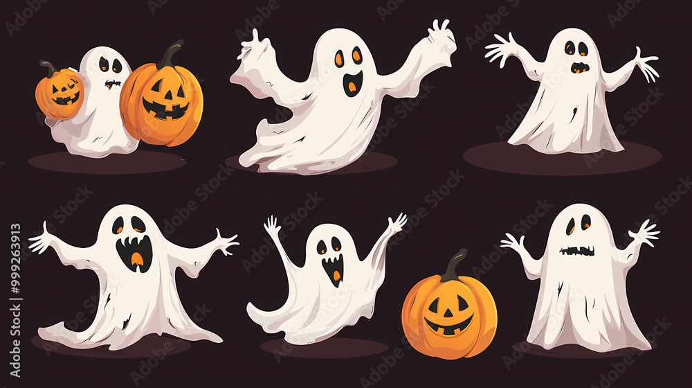 Halloween characters horror vector set design. Halloween character like grim reaper, ghost, pumpkin and Frankenstein. Halloween characters horror vector set design. Halloween character like grim reaper, ghost, pumpkin and Frankenstein.