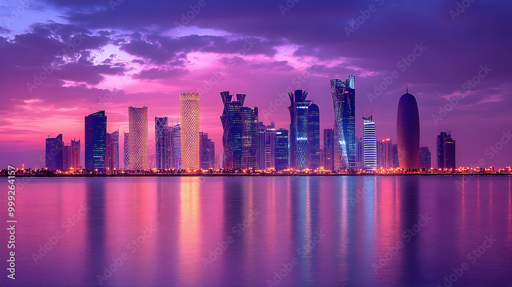 Cityscape with Modern Architecture at Sunset Cityscape with Modern Architecture at Sunset