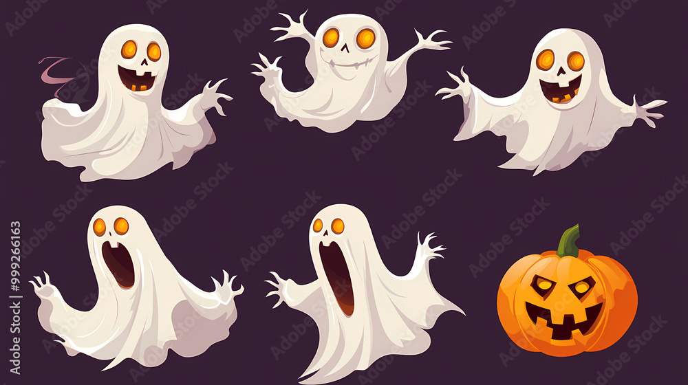 Halloween characters horror vector set design. Halloween character like grim reaper, ghost, pumpkin and Frankenstein. Halloween characters horror vector set design. Halloween character like grim reaper, ghost, pumpkin and Frankenstein.