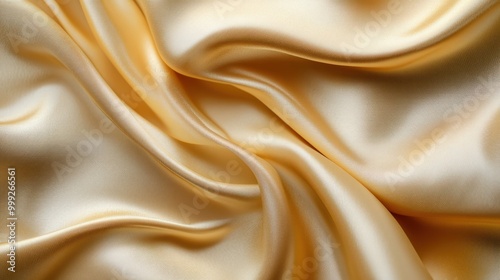 A soft gold silk fabric background with flowing folds and delicate shimmer