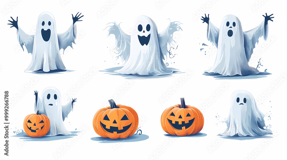Halloween characters horror vector set design. Halloween character like grim reaper, ghost, pumpkin and Frankenstein. Halloween characters horror vector set design. Halloween character like grim reaper, ghost, pumpkin and Frankenstein.