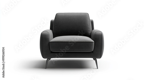 Single modern armchair with fabric upholstery 