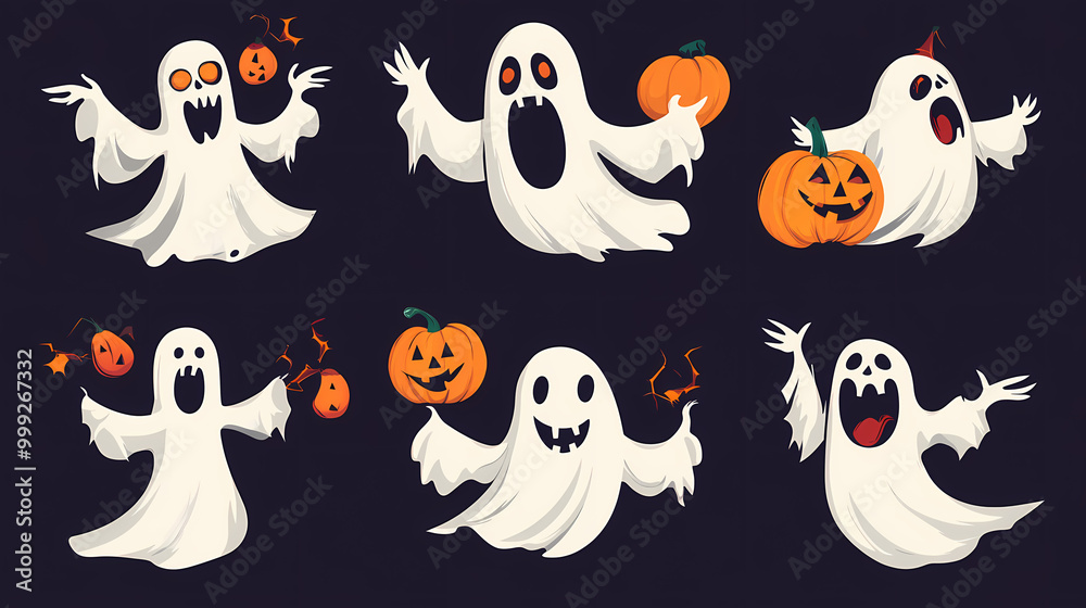 Halloween characters horror vector set design. Halloween character like grim reaper, ghost, pumpkin and Frankenstein. Halloween characters horror vector set design. Halloween character like grim reaper, ghost, pumpkin and Frankenstein.