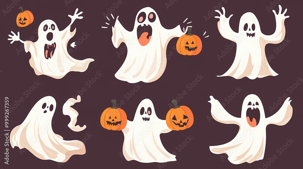 Halloween characters horror vector set design. Halloween character like grim reaper, ghost, pumpkin and Frankenstein. Halloween characters horror vector set design. Halloween character like grim reaper, ghost, pumpkin and Frankenstein.