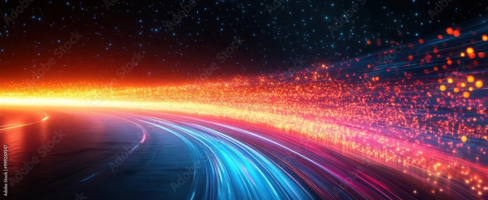 highspeed light trails in motion creating a dynamic and vibrant representation of internet data transfer visualizing modern connectivity and the flow of information