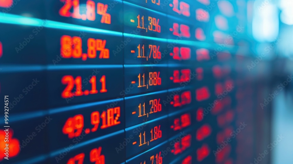Close up view of a financial trading screen or dashboard showing market data charts and indicators reflecting the impact of technological disruption on investment markets with a deep depth of field Close up view of a financial trading screen or dashboard showing market data charts and indicators reflecting the impact of technological disruption on investment markets with a deep depth of field