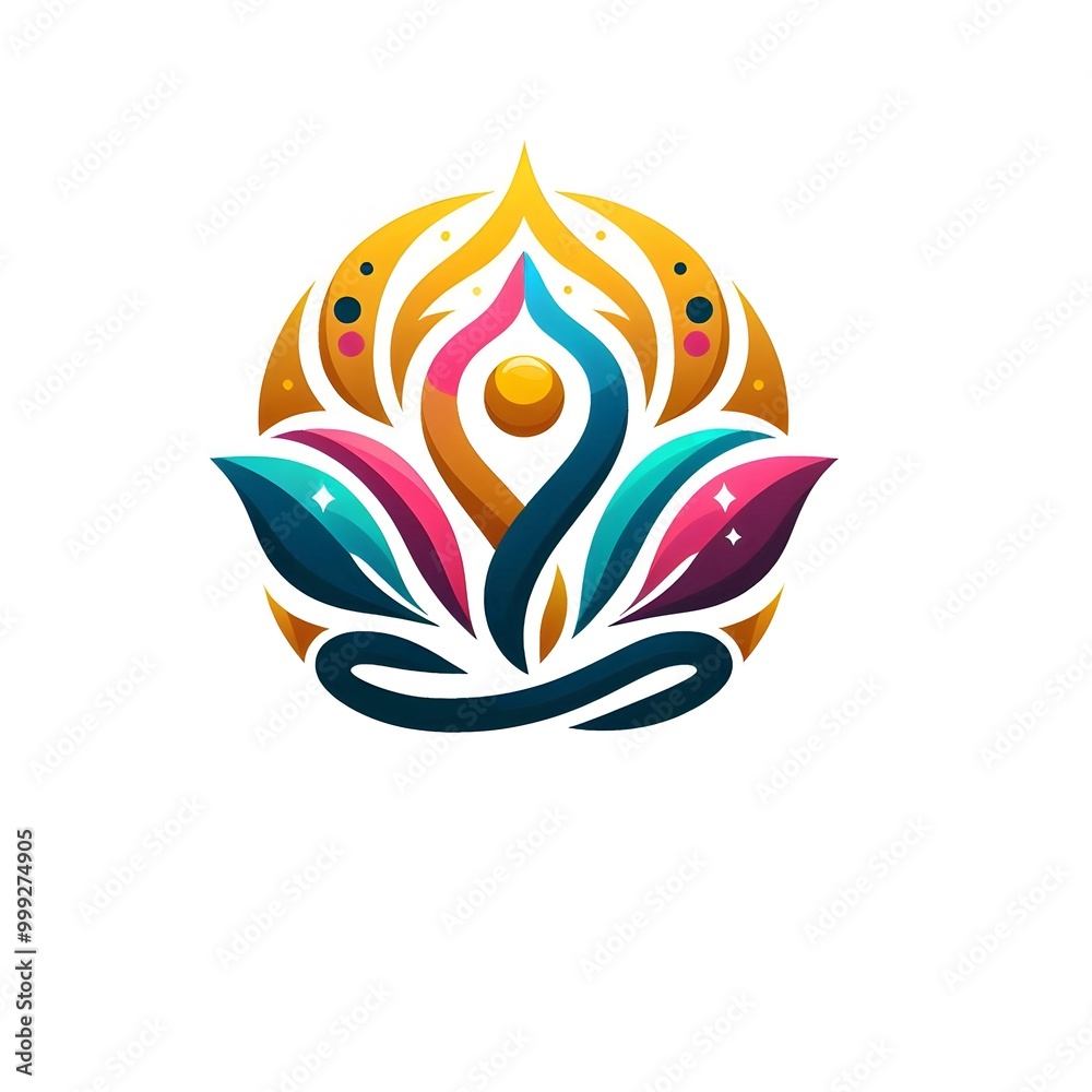 Obraz premium AI Generate of Colorful Abstract Yoga Pose. Vector, Logo, Symbol, Abstract.