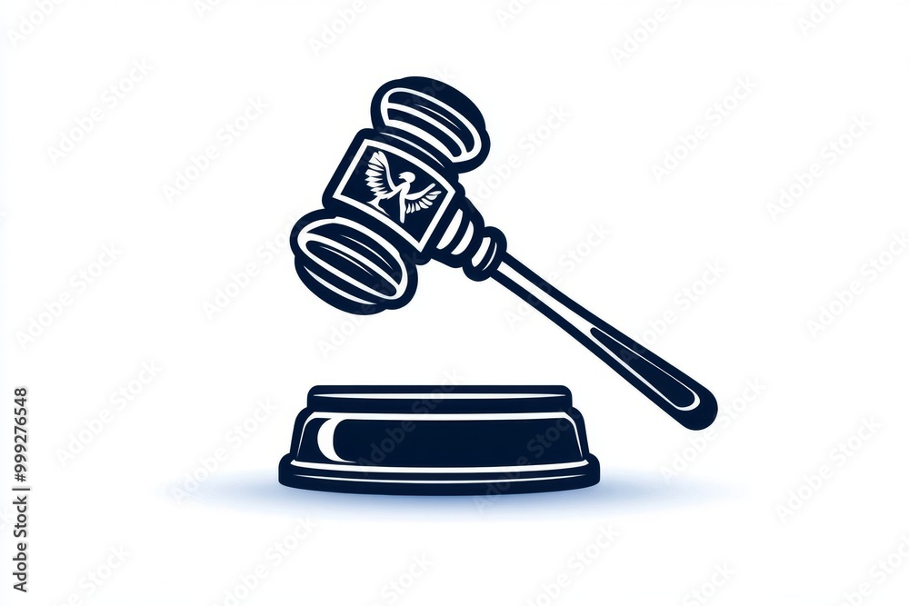 Minimal gavel icon, with a bold outline and clean design, representing the authority of the judiciary and legal decisions