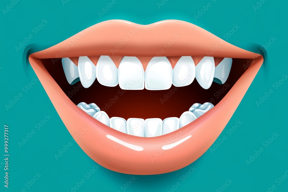 Minimalist smile icon with clean teeth, representing dental hygiene and oral care in a modern, abstract design Minimalist smile icon with clean teeth, representing dental hygiene and oral care in a modern, abstract design