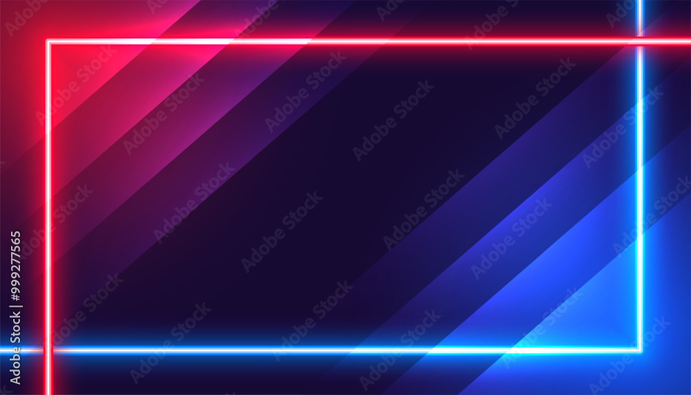 Fototapeta premium neon style shiny geometric frame wallpaper with empty space