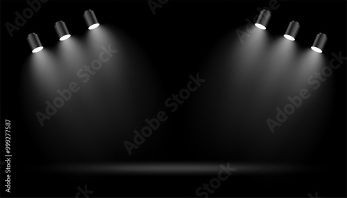 realistic shiny focus light effect on dark background