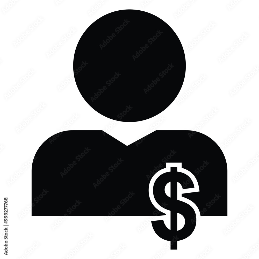 Dollar, finance consultant, head icon Dollar, finance consultant, head icon