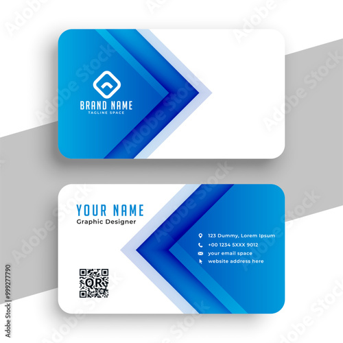white and blue professional business card template for individual biz