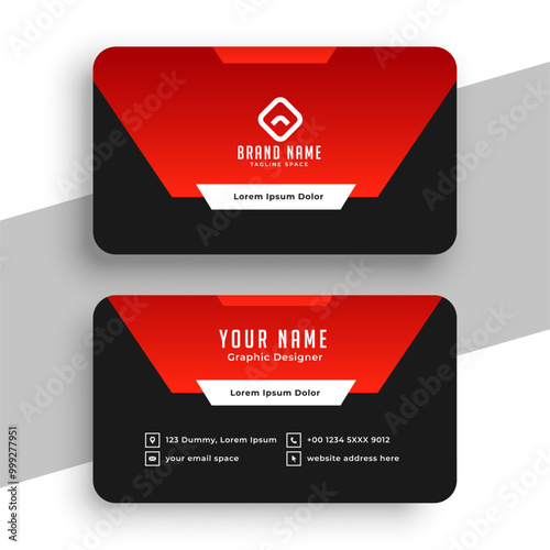 black and red business identity card layout for office contact photo