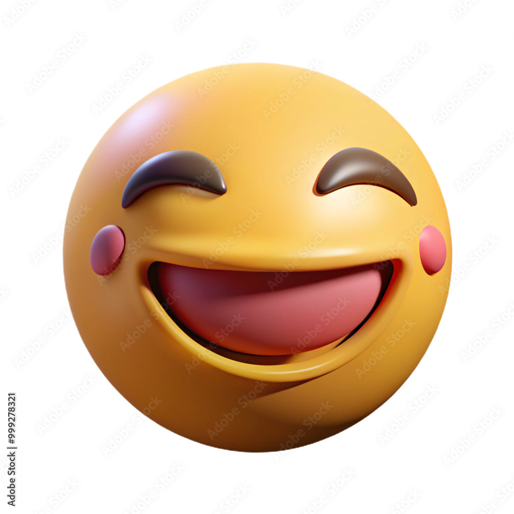 Fototapeta premium Bliss emoji with a smile 3d cartoon style illustration