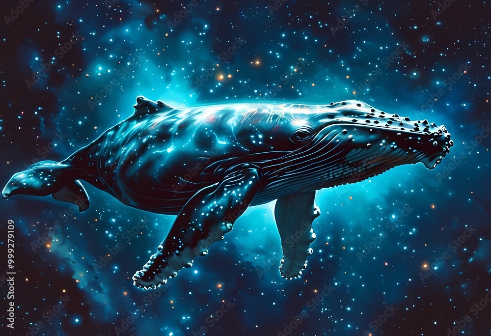 Naklejka premium whale in space