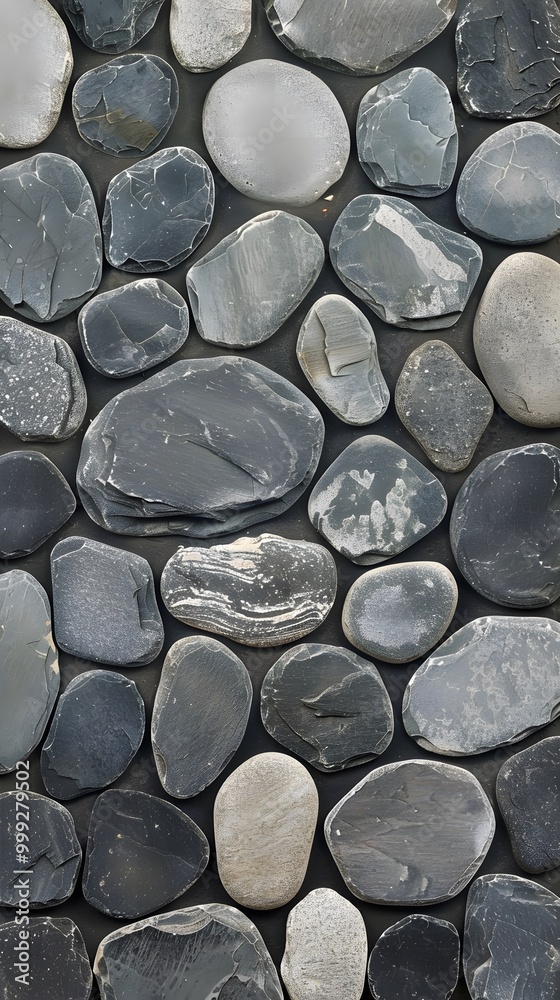 Many round, smooth stones in various shades of gray, beige, and white Many round, smooth stones in various shades of gray, beige, and white