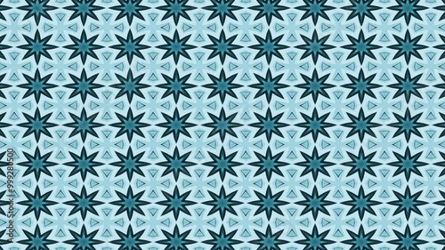 Kaleidoscopic symmetrical pattern, hypnotic  looped background in greenish colors