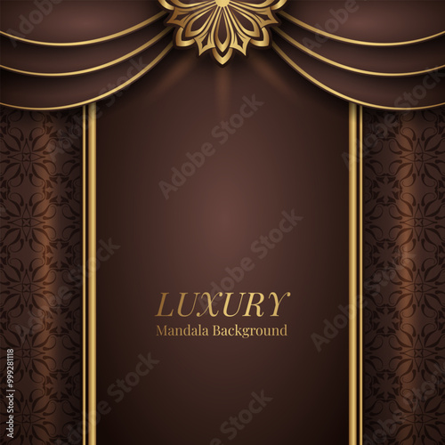 Brown background with gold mandala ornaments