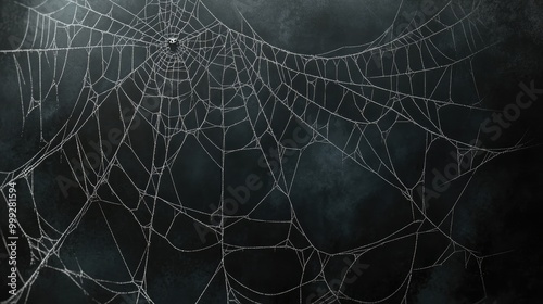 Creepy spider web on dark background