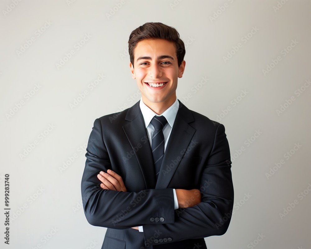 Confident Young Businessman Smiling in Professional Attire - Corporate Portrait Photograph