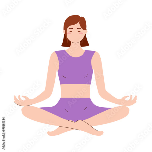 Woman Practicing Yoga Easy Pose