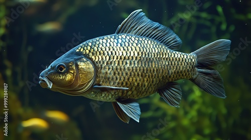 Hypophthalmichthys Nobilis: Bighead Carp Illustration on a Clean Background
