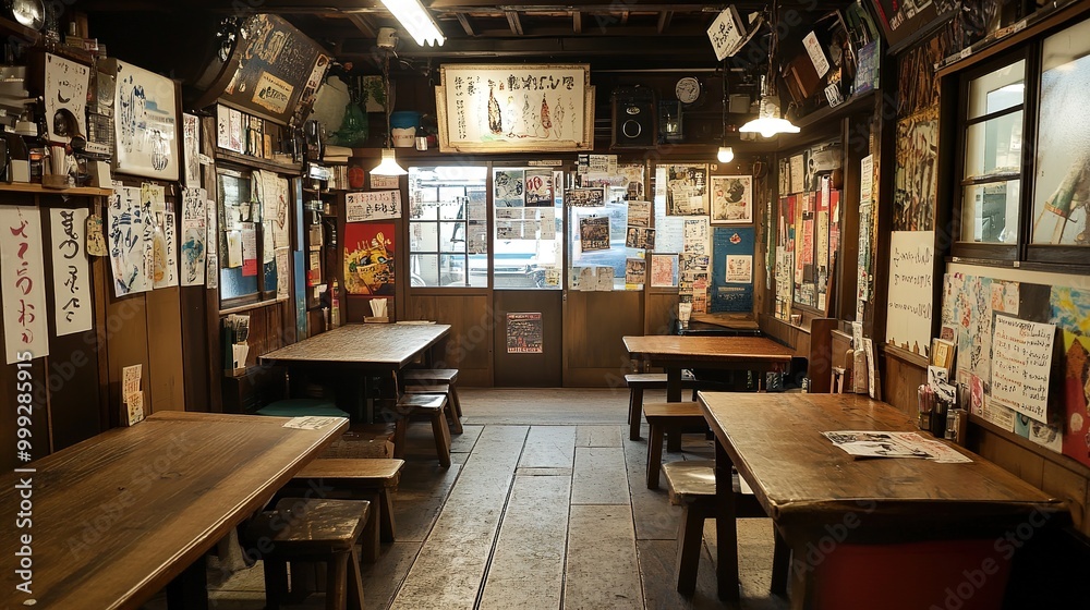A vibrant and inviting scene depicting an array of delicious Japanese food served in a cozy local restaurant. The table is adorned with an enticing selection of traditional dishes, including sushi, A vibrant and inviting scene depicting an array of delicious Japanese food served in a cozy local restaurant. The table is adorned with an enticing selection of traditional dishes, including sushi,