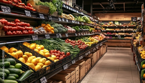 Wallpaper Mural Grocery Store Produce. Fresh Produce Section. Farmers Market Stall. Colorful Fruits and Vegetables. Complete grocery store. Torontodigital.ca