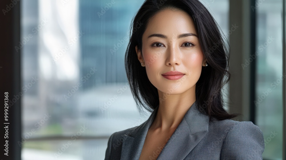 企業代表としてビジネス服を着用したプロの日本人女性
