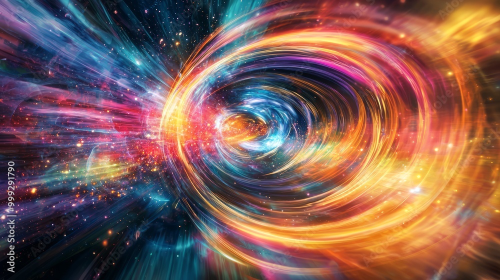 Cosmic Energy Nexus - Illustration of Quantum Singularity Distorting Space and Time Cosmic Energy Nexus - Illustration of Quantum Singularity Distorting Space and Time