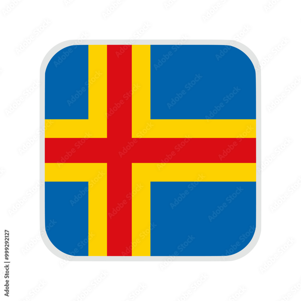 The flag of Aland Islands . Flag icon. Standard color. flat vector square with rounded corners. Computer illustration. Digital illustration. Vector illustration The flag of Aland Islands . Flag icon. Standard color. flat vector square with rounded corners. Computer illustration. Digital illustration. Vector illustration