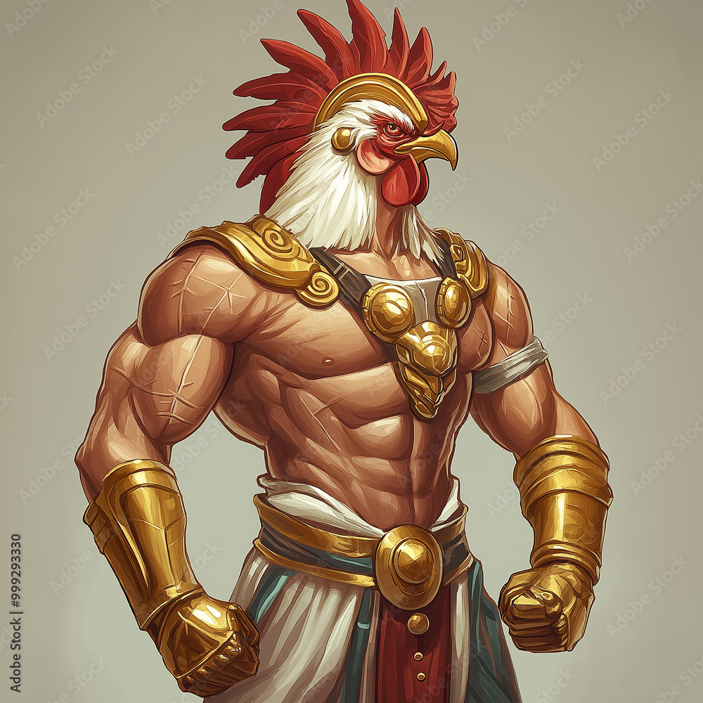 A man with chicken head, slot game, mobile game, video game character, Illustration A man with chicken head, slot game, mobile game, video game character, Illustration