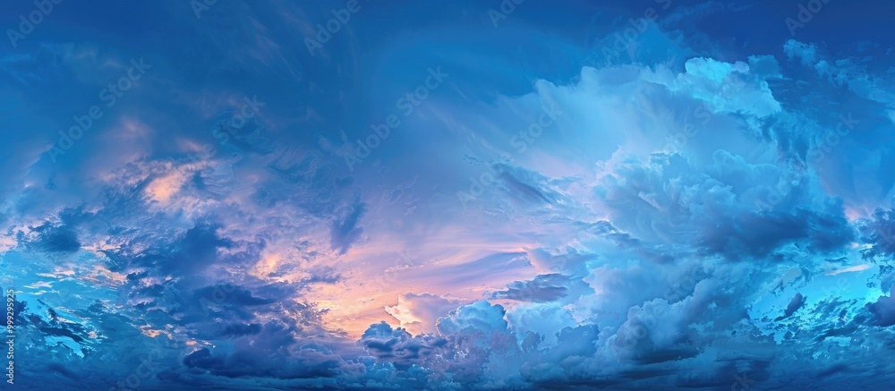 Fototapeta premium Dramatic Blue Sky And Clouds At Sunset Or Evening Time