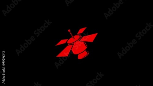 Satellite shape simpol icon animation and black background photo