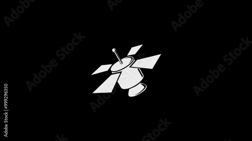 Satellite shape simpol icon animation and black background photo