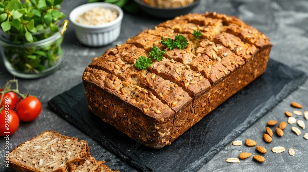 Whole Grain Artisanal Bread with Fiber and Nutrient Breakdown Nourishing Homemade Loaf Featuring Wholesome Ingredients for Sustained Energy and Overall Wellness Whole Grain Artisanal Bread with Fiber and Nutrient Breakdown Nourishing Homemade Loaf Featuring Wholesome Ingredients for Sustained Energy and Overall Wellness