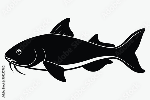 Solid color Mekong Giant Catfish animal vector design