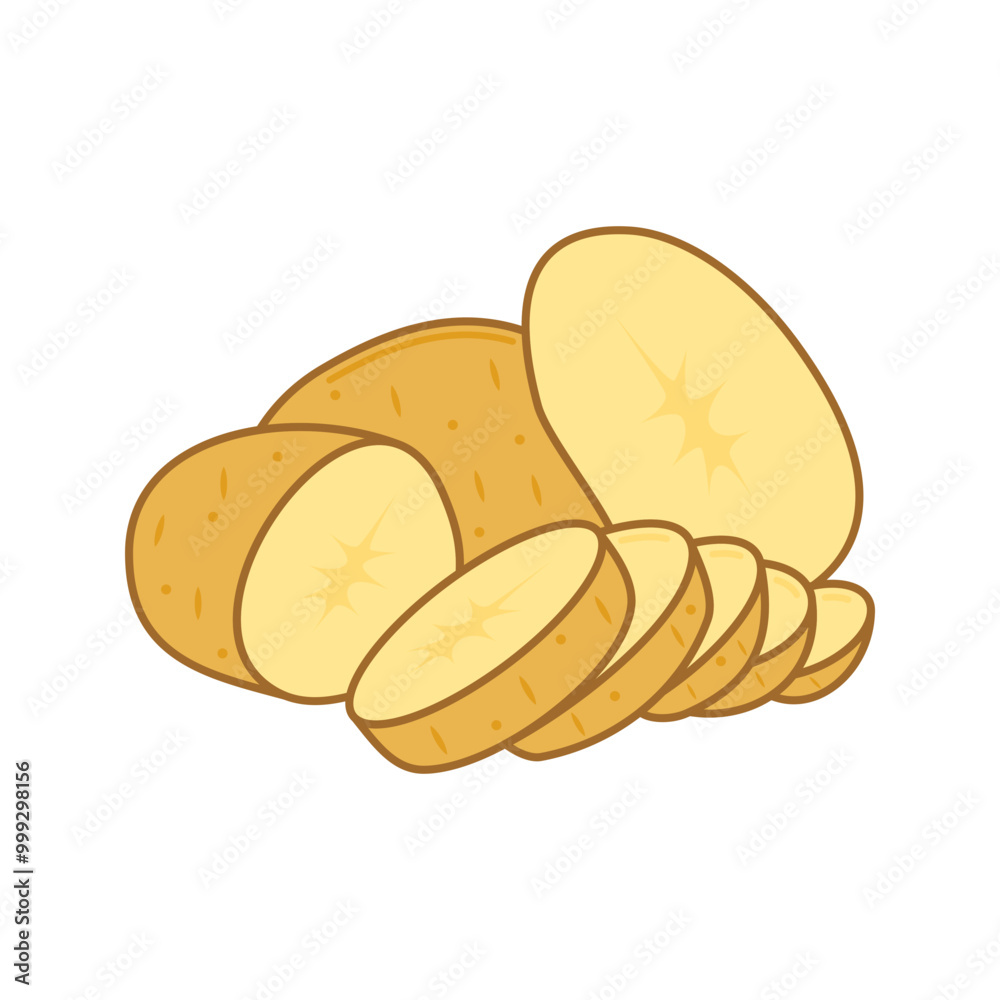 Raw Sliced Potatoes Illustration Raw Sliced Potatoes Illustration