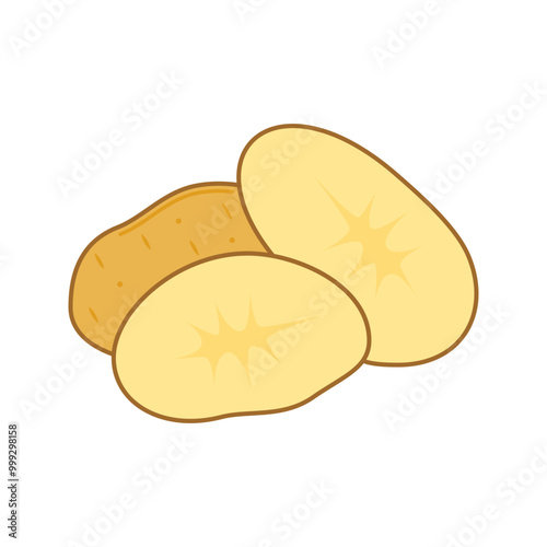 Raw Sliced Potatoes Illustration