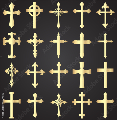 cross set gold religious symbols