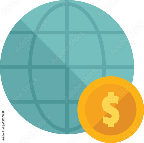 This vector icon represents the global economy, international finance, and worldwide business opportunities