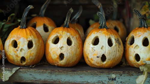 Whimsical pumpkin ghost heads for Halloween photo