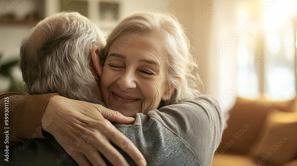 A smiling elderly patient hugging their physical therapist, the bond of trust and appreciation clear, with a bright, inviting therapy room as the backdrop A smiling elderly patient hugging their physical therapist, the bond of trust and appreciation clear, with a bright, inviting therapy room as the backdrop