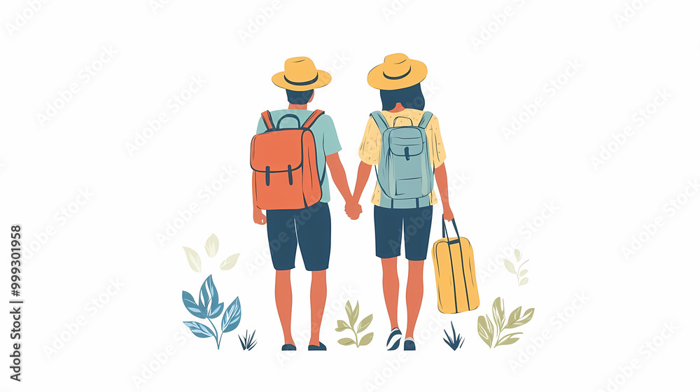 A group of tourists traveling with a backpack and map, on vacation. A collection of portraits of travelers. A group of tourists traveling with a backpack and map, on vacation. A collection of portraits of travelers.